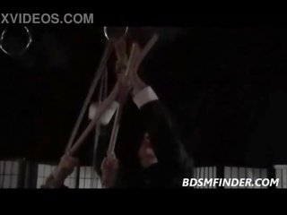 Пов'язаний shibari підвісний і шльопала